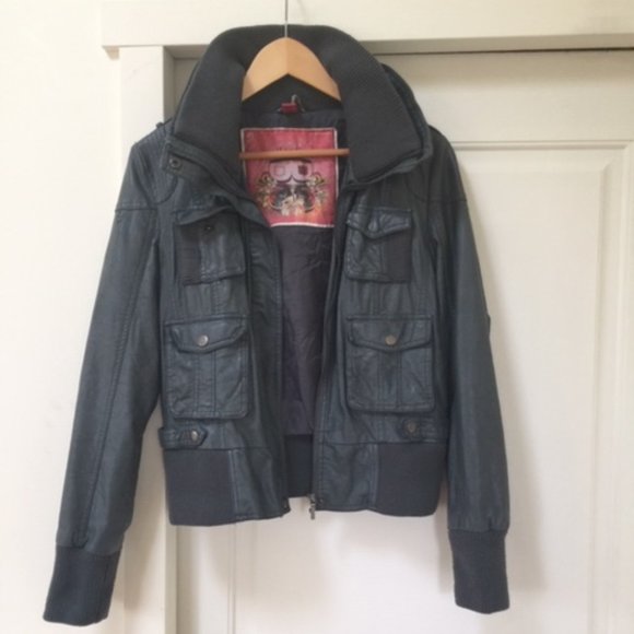 Bernardo Jackets & Blazers - Bernardo faux leather gray bomber jacket